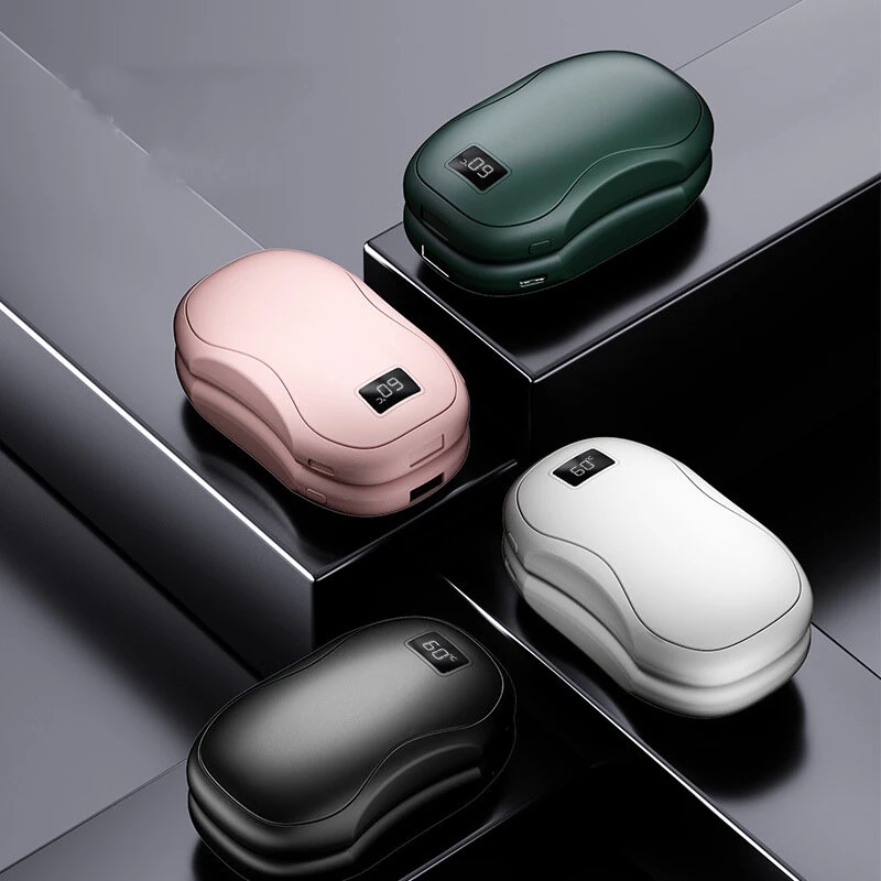 (image for) 2 In 1 Magnetic Hand Warmer Creative Split Power Bank Mini Dual-sided Heating Hand Warmer with Digital Display Magnetic Adsorption